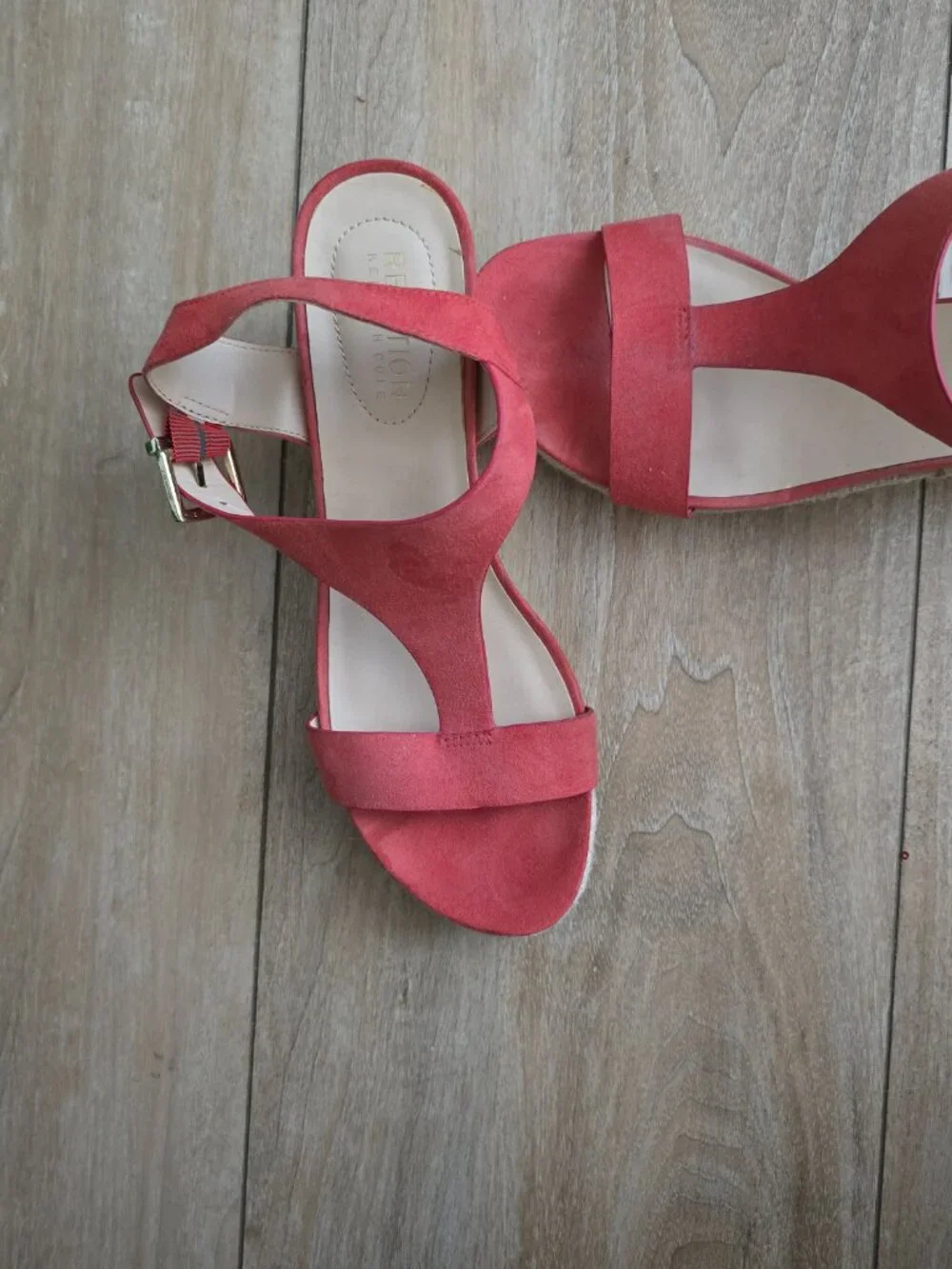 Kenneth Cole Reaction Women's Card Espadrille Wedge Spiced Coral Sandal size 8